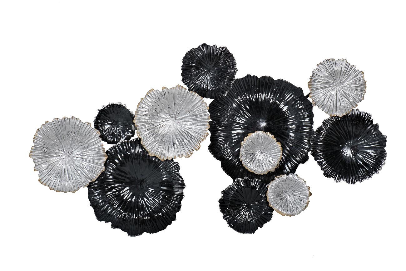 Декор настенный "Цветы" серебристо-черные 37SM-0277-R1